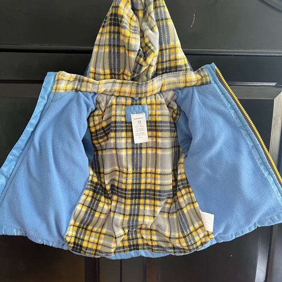 Carters Snowsuit 2 piece Jacket Snowpants Size 12 M Baby Puffer Winter Hood Blue - Picture 3 of 8